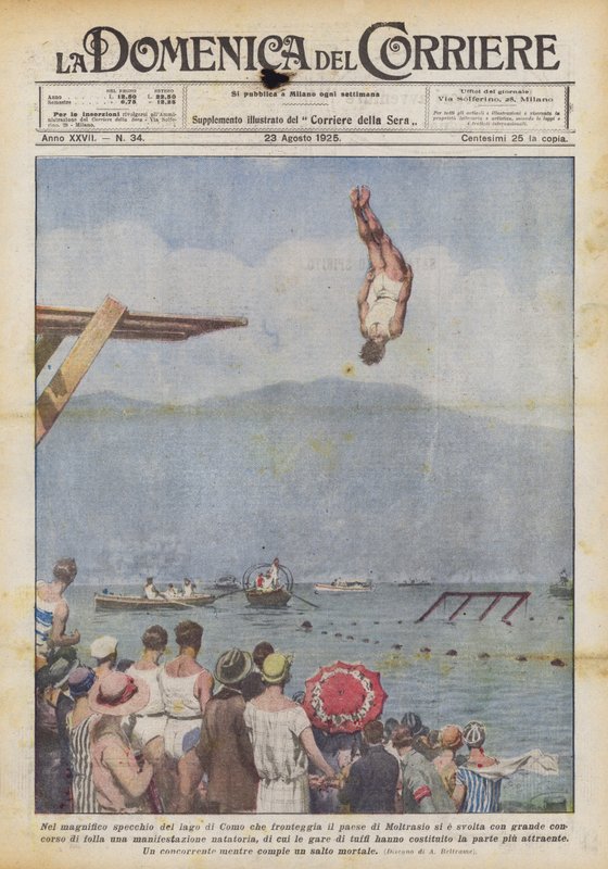 I Comosjöns magnifika spegel som vetter mot staden Moltrasio ägde det rum med? av Achille Beltrame