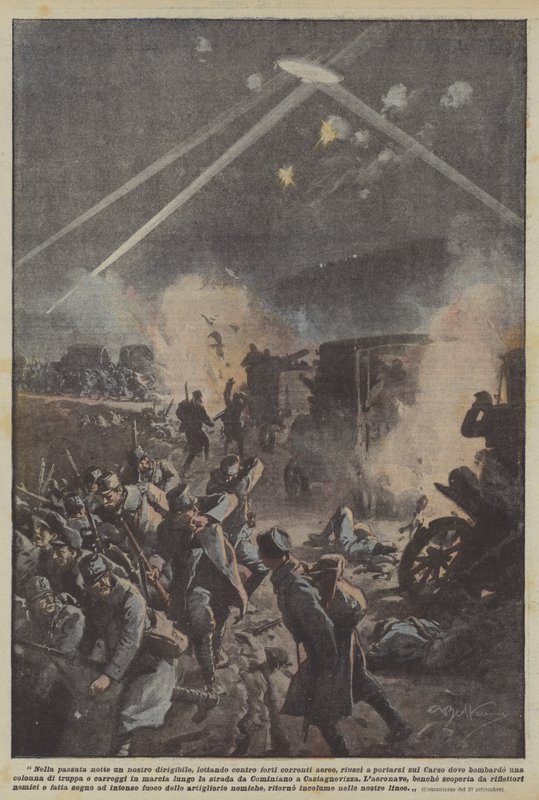 Igår kväll kunde ett av våra luftskepp, som kämpade mot starka luftströmmar, bära? av Achille Beltrame