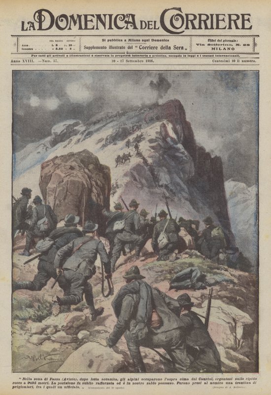 I området Fassa (Avisio), efter en hård kamp, ​​ockuperade de alpina trupperna den robusta toppen av Cauriol? av Achille Beltrame