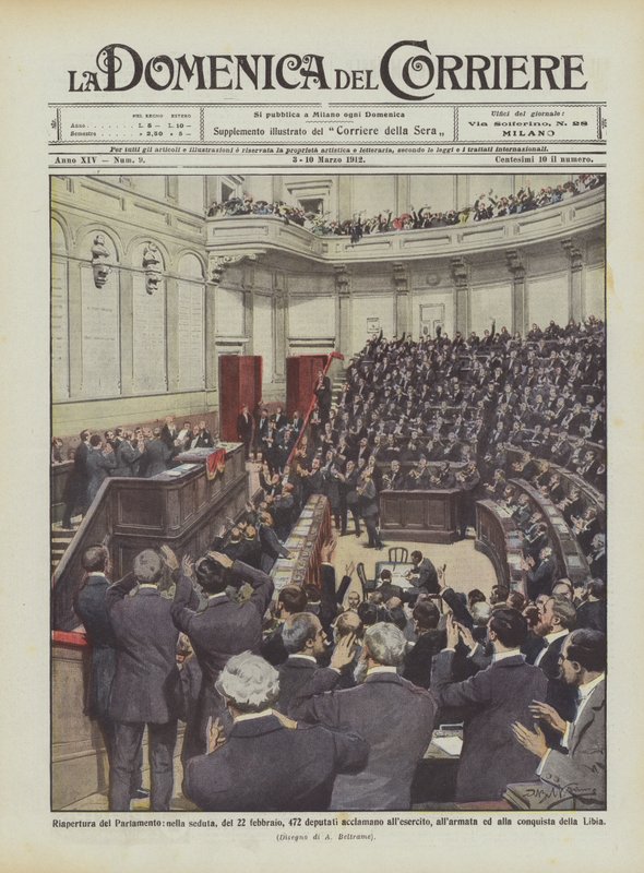 Återöppning av parlamentet, under sessionen den 22 februari, hyllar 472 deputerade armén? av Achille Beltrame