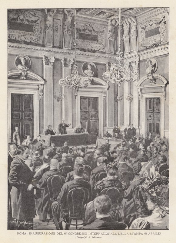 Rom, invigning av den 6:e internationella presskongressen (5 april) av Achille Beltrame