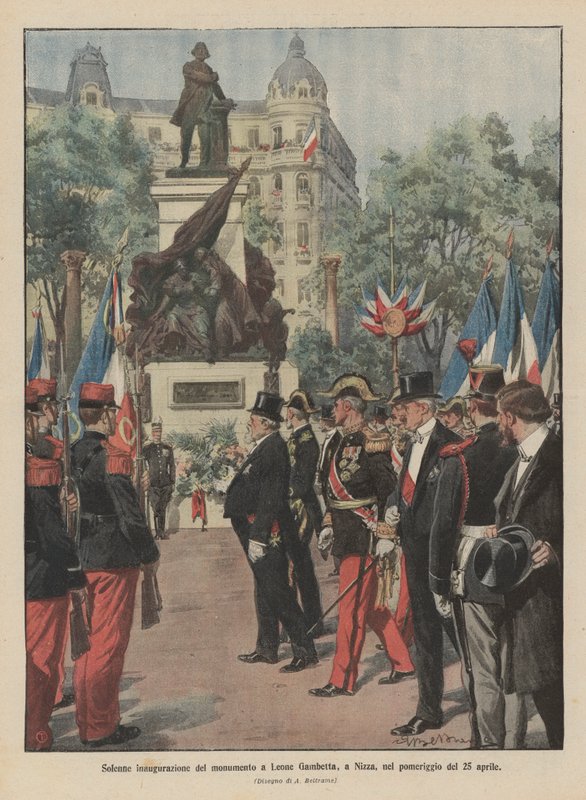 Högtidlig invigning av monumentet till Leone Gambetta, i Nice, på eftermiddagen den 25 april av Achille Beltrame