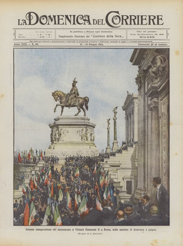Högtidlig invigning av monumentet till Vittorio Emanuele II i Rom, på morgonen söndagen den 4 juni av Achille Beltrame