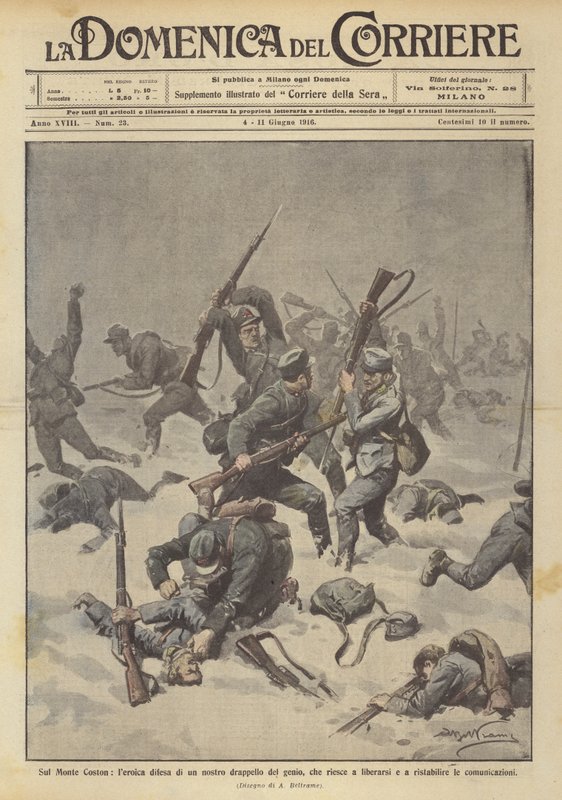 På Monte Coston, det heroiska försvaret av en i vår grupp genier, vem lyckas befria sig själv? av Achille Beltrame