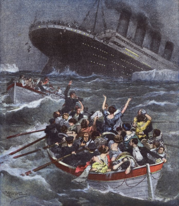Fruktansvärd sjökatastrof, största oceanfartyget Titanic sjunker med 1600 personer? av Achille Beltrame