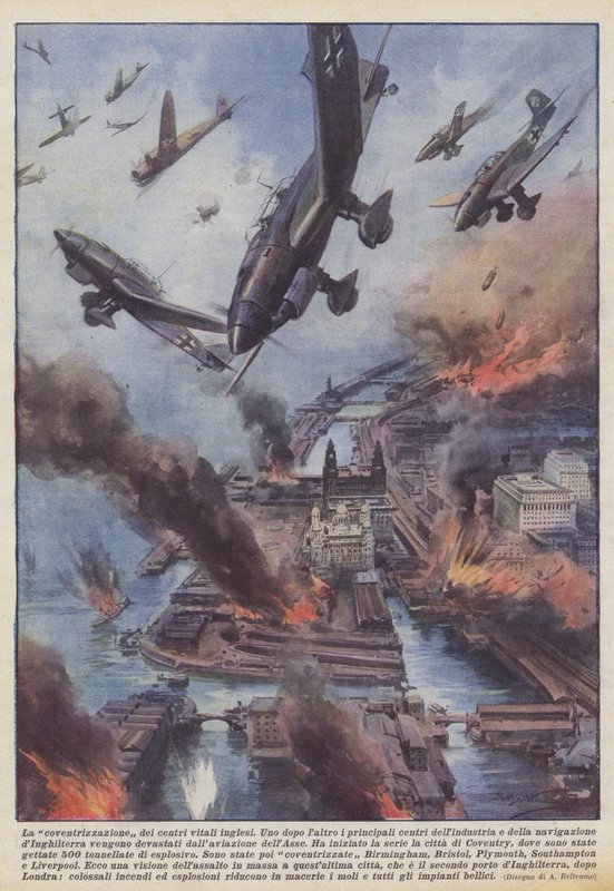 Koventriseringen av engelska vitala centra (color litho) av Achille Beltrame