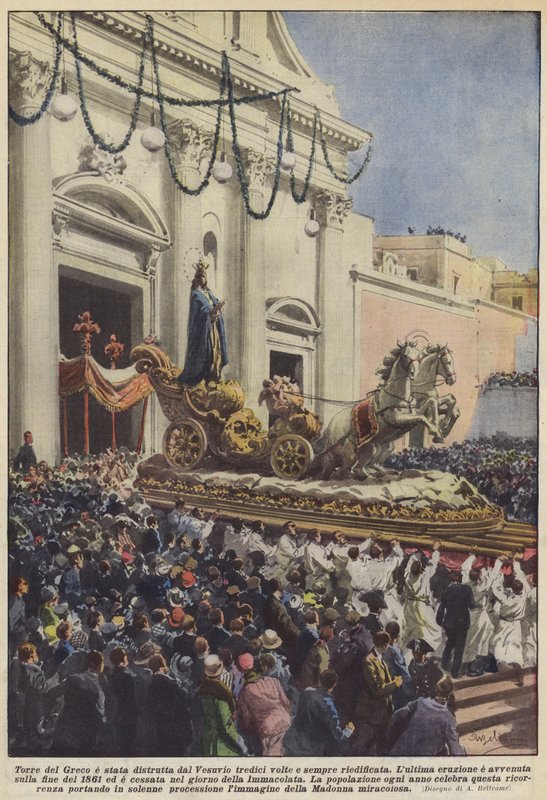 Torre del Greco förstördes av Vesuvius tretton gånger och byggdes alltid upp igen av Achille Beltrame