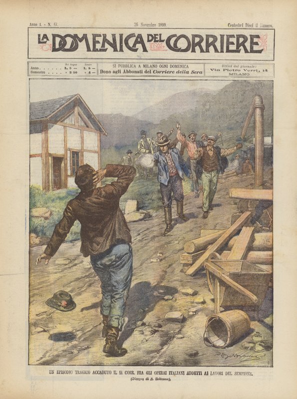 Ett tragiskt avsnitt som hände på 14 Corr bland de italienska arbetarna i Simplon Works av Achille Beltrame