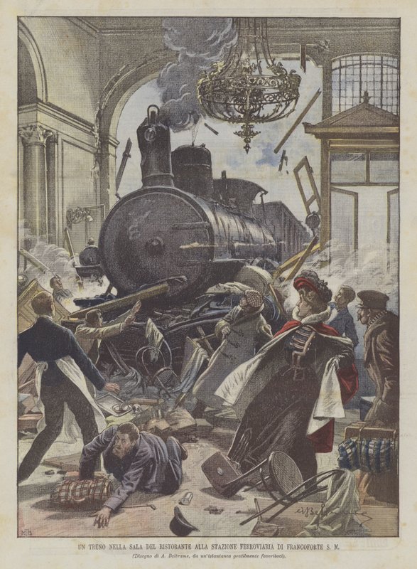 Ett tåg i restaurangsalen på Frankfurt SM järnvägsstation av Achille Beltrame