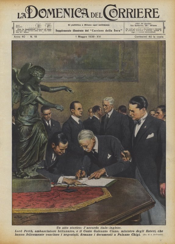 En historisk handling, det italiensk-engelska avtalet av Achille Beltrame