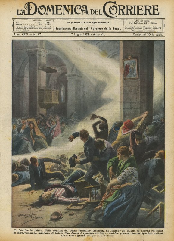 Blixtnedslag i kyrkan av Achille Beltrame