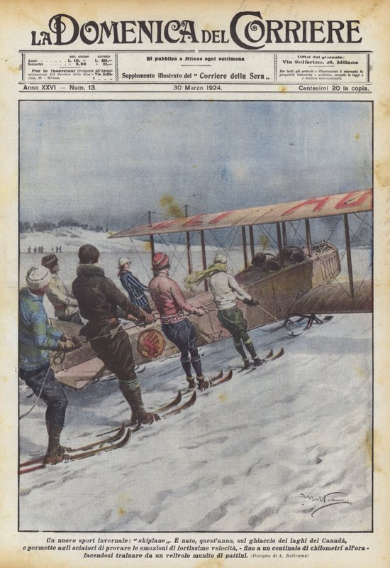 En ny vintersport, flygplan av Achille Beltrame