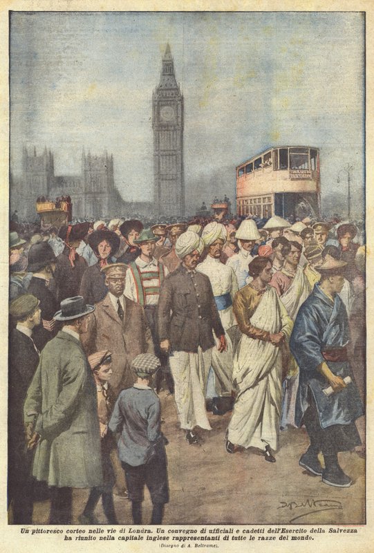 En pittoresk procession på Londons gator av Achille Beltrame