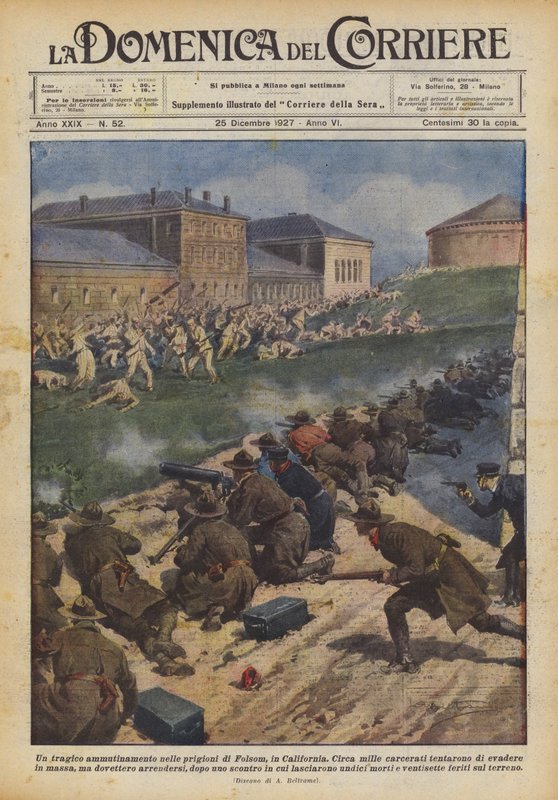 Ett tragiskt myteri i Folsom, Kaliforniens fängelser av Achille Beltrame