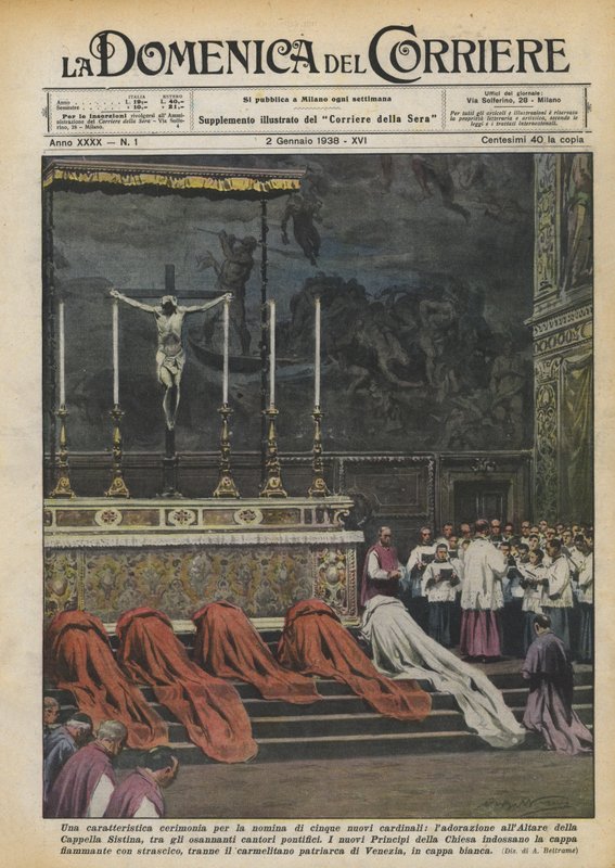 En karaktäristisk ceremoni för utnämningen av fem nya kardinaler, tillbedjan vid altaret? av Achille Beltrame
