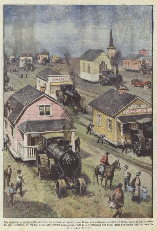 En liten stad som går på prärien av Achille Beltrame