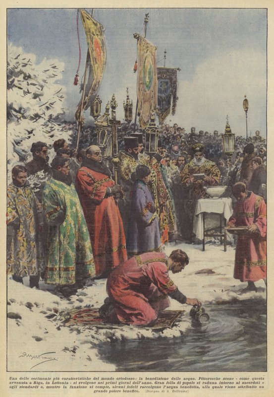 En av de mest karakteristiska ceremonierna i den ortodoxa världen, vattnets välsignelse av Achille Beltrame