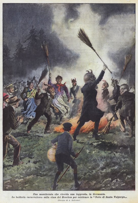 En maskerad som påminner om en legend i Tyskland av Achille Beltrame
