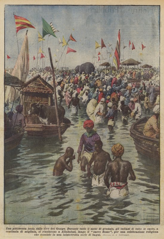 En pittoresk fest på stranden av Ganges av Achille Beltrame