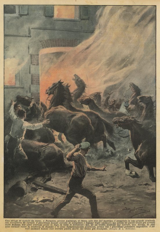 En massaker av kapplöpningshästar av Achille Beltrame