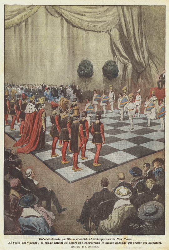 Ett exceptionellt parti schack, på Metropolitan i New York av Achille Beltrame