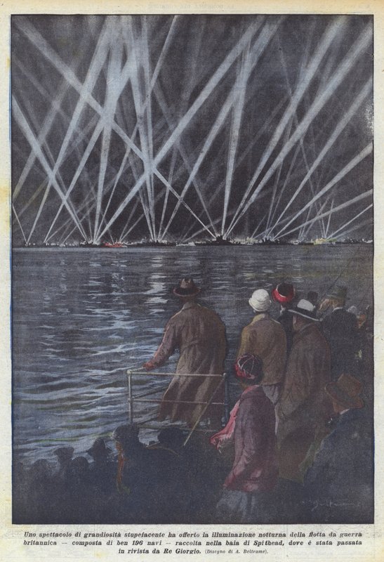 Bjöd ett spektakel av häpnadsväckande storhet flottans nattbelysning? av Achille Beltrame