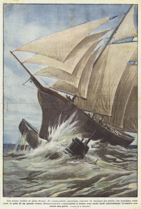 En märklig konfrontation mitt i havet av Achille Beltrame