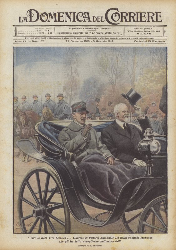 Länge leve kungen! Länge leve Italien! Ankomsten av Vittorio Emanuele III i den franska huvudstaden att honom? av Achille Beltrame