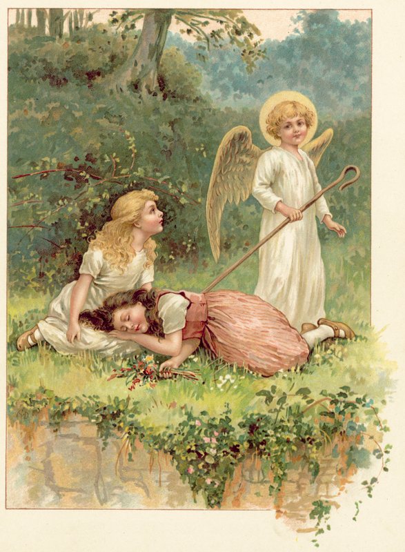 Snövit, Rose-röd och ängeln (chromolitho) av Ada Dennis
