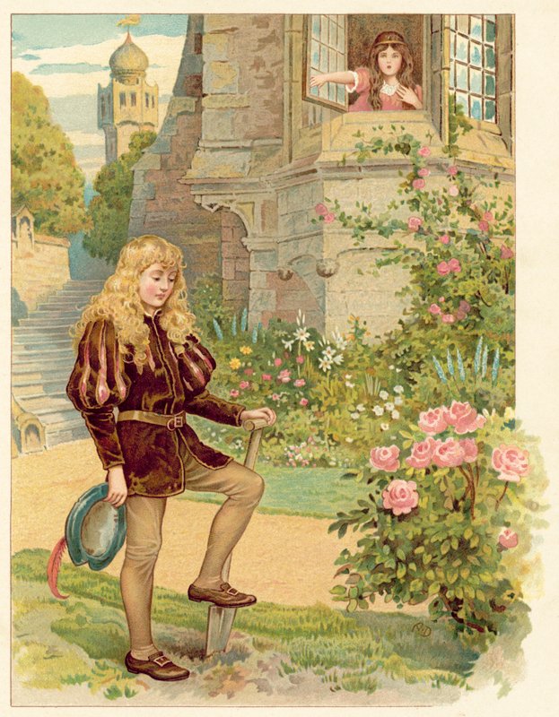 Prinsen med de gyllene låsen (chromolitho) av Ada Dennis
