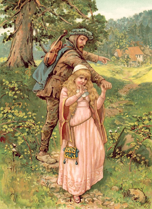 Prinsessan och tiggarmannen (chromolitho) av Ada Dennis