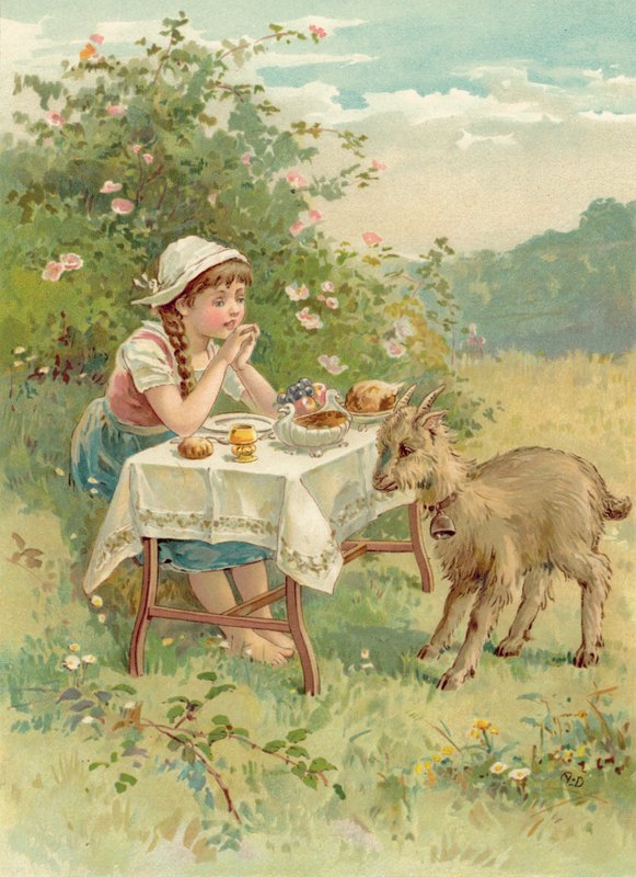 Two-Eyes, the Goat och the Magic Table (chromolitho) av Ada Dennis