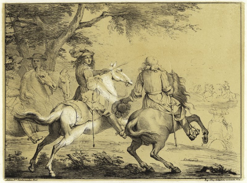 Kung Ludvig XIV när den spanska armén besegrades vid kanalen i Brygge 1667. av Adam Frans van der Meulen