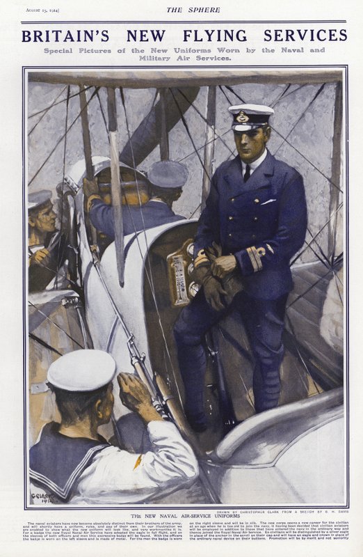 Nya uniformer för brittiska Royal Naval Air Service, 1914 av Addison Thomas Millar