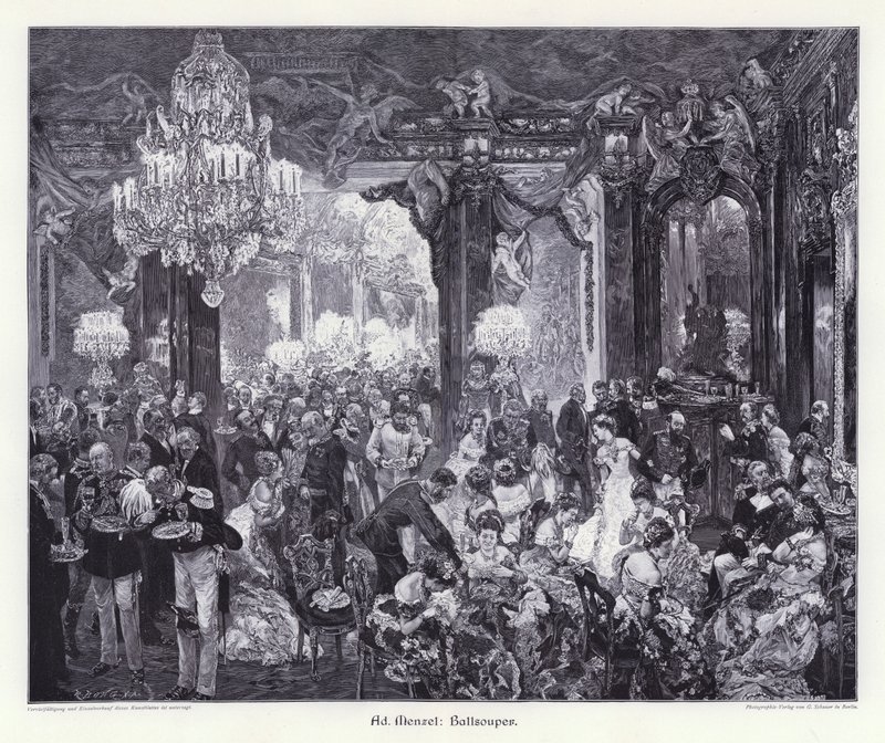Ball Supper (gravyr) av Adolph Friedrich Erdmann von (after) Menzel