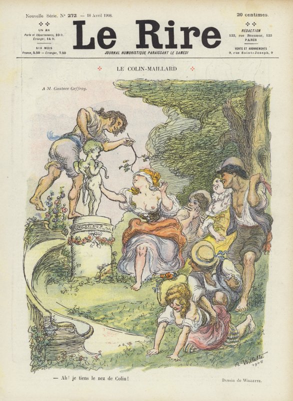 Blindbock. Illustration för Le Rire av Adolphe Leon Willette