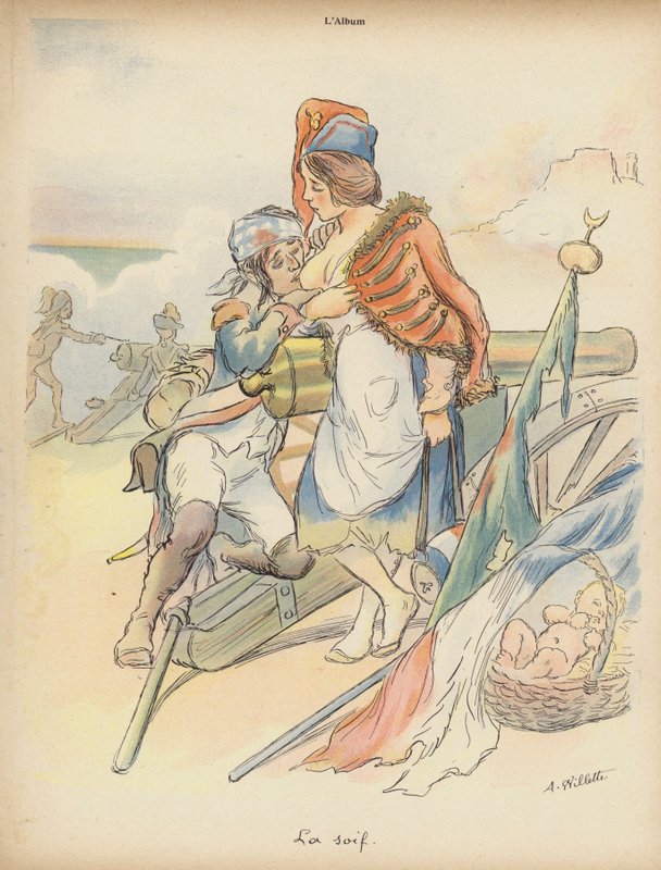Törst (färg litho) av Adolphe Leon Willette