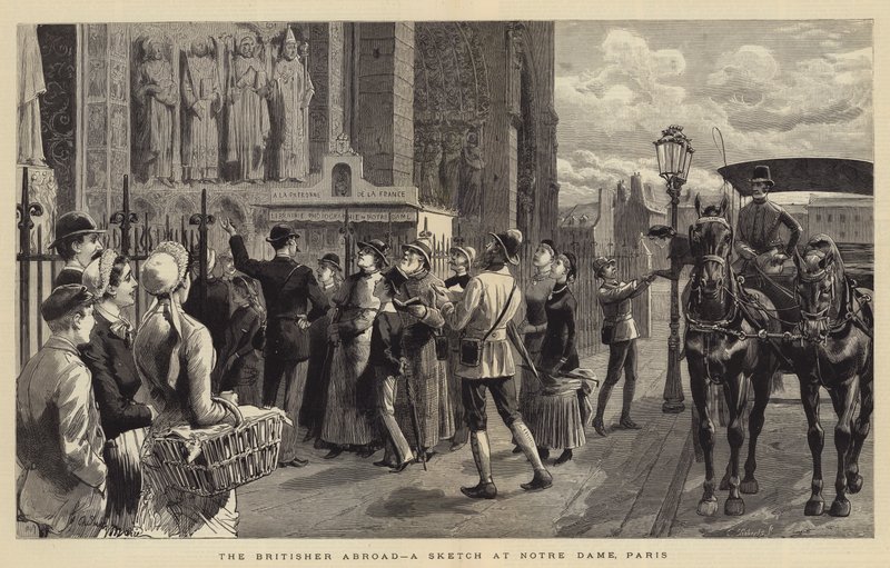 The Britisher Abroad, en sketch i Notre Dame, Paris av Adrien Emmanuel Marie