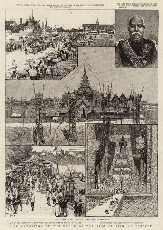 Kremeringen av farbror till kungen av Siam, i Bangkok av Adrien Emmanuel Marie