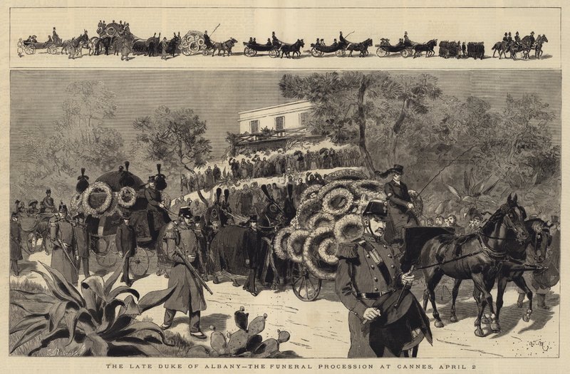Den avlidne hertigen av Albany, begravningsprocessionen i Cannes, 2 april av Adrien Emmanuel Marie