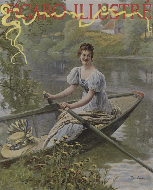 En Seine (På Seine). Omslag till Le Figaro Illustre, juli 1895 av Adrien Moreau