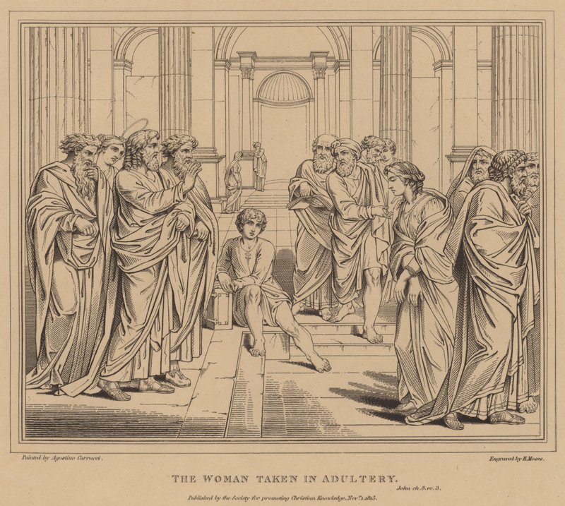 Kvinnan tagen i äktenskapsbrott, John av Agostino Carracci