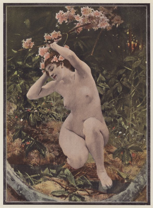 Dryad, trädnymf från grekisk mytologi (färg litho) av Aimé Nicolas Morot