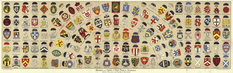Märken och kepsar från brittiska offentliga skolor av Albert Lambert