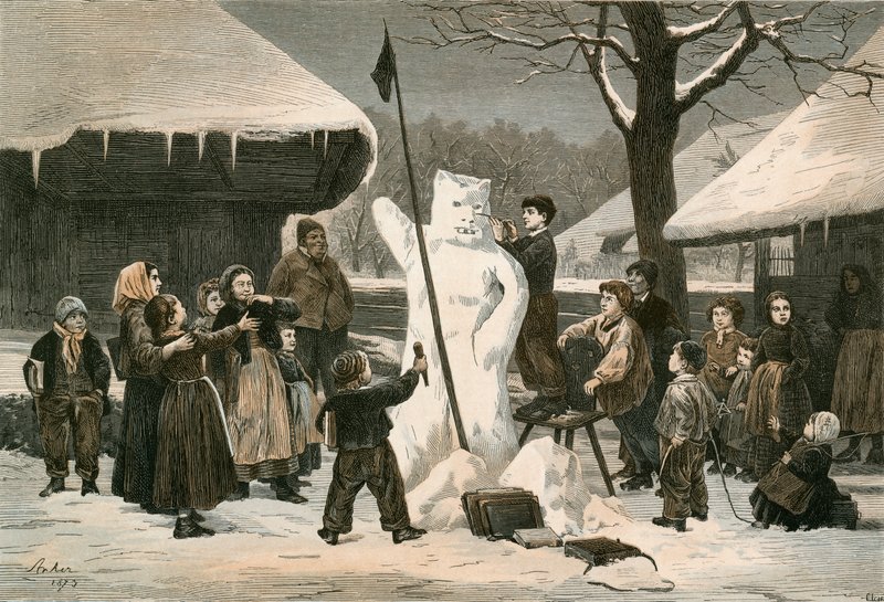 Snöbjörnen - skolpojksnöje i närheten av Bern av Albert Anker