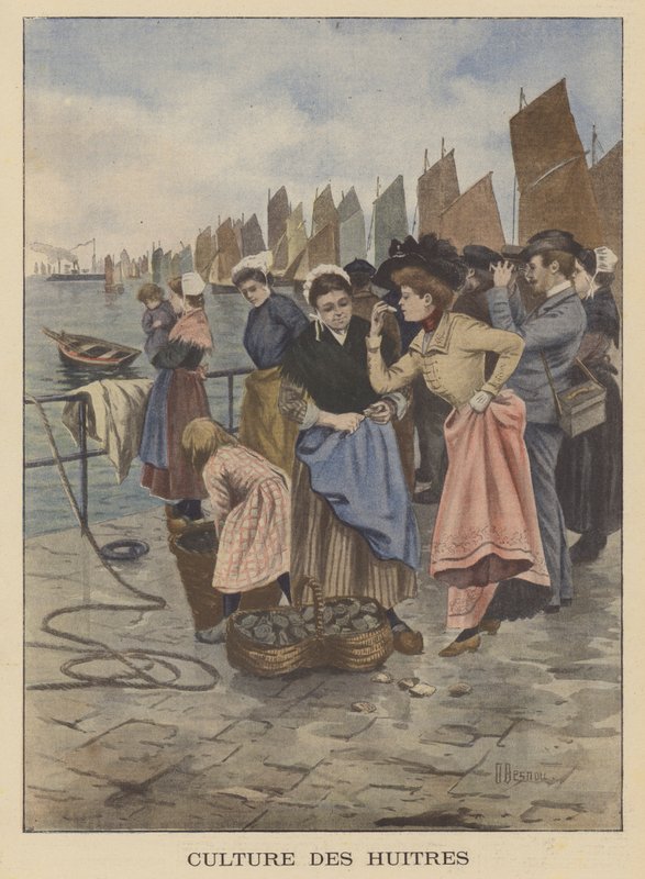 Skördar ostron i Cancale, Bretagne av Albert Besnou
