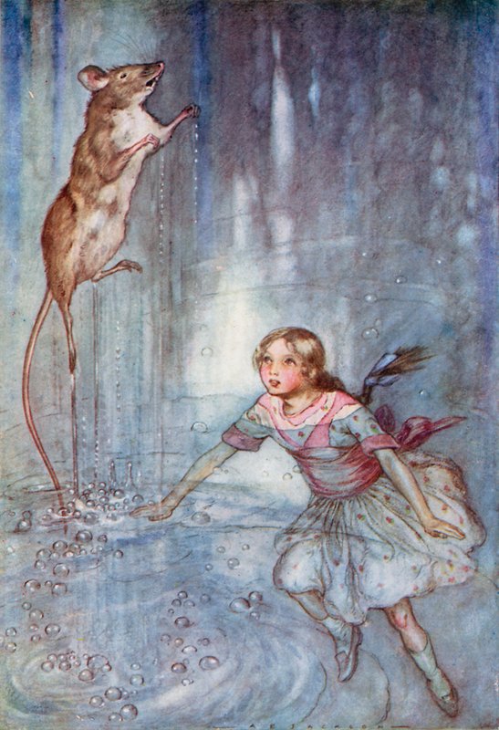 Illustration för Alice i Underlandet (färg litho) av Albert Edward Jackson