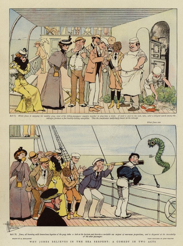 Varför Jones tror på sjöormen, en komedi i två akter (chromolitho) av Albert Guillaume
