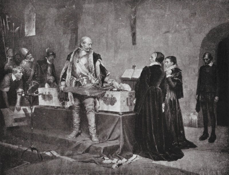 Hertig Karl förolämpar sin fiende Flemings lik (litografi) av Albert Gustaf Aristides (after) Edelfelt