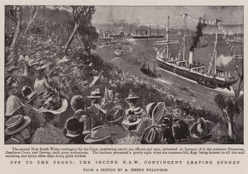 Iväg till fronten, den andra NSW-kontingenten lämnar Sydney av Albert Henry Fullwood
